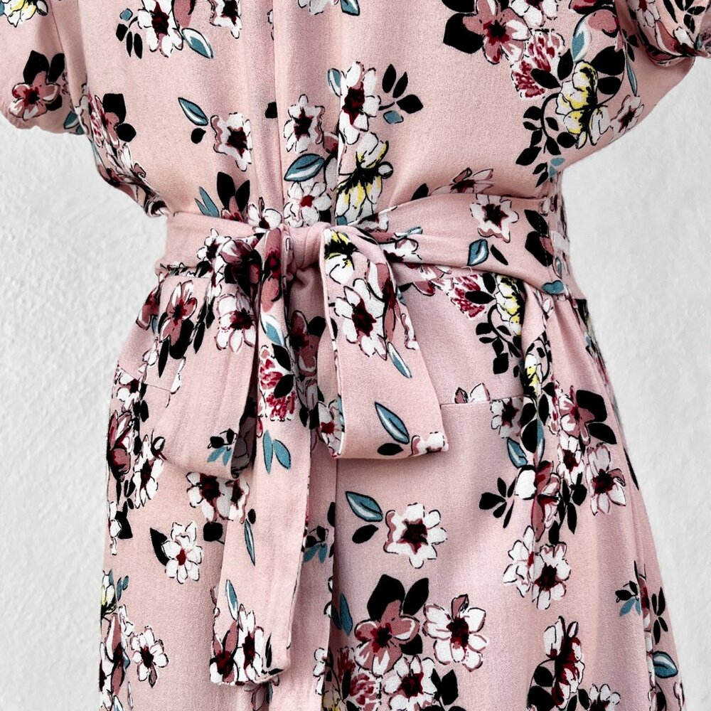 Suzanne Betro Light Pink Floral Short Sleeve Ladder Lace Trim Dress XL / Pin-Up - Picture 4 of 16